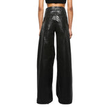 Jeans donna baggy spalmati effetto pelle