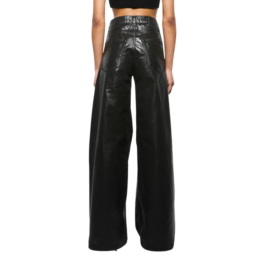 Jeans donna baggy spalmati effetto pelle