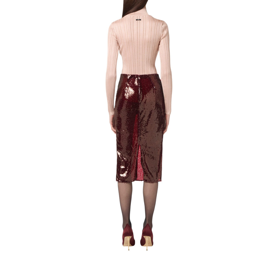Maglia donna laminata a costine