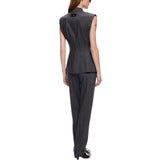 Gilet Donna gessato in misto lana