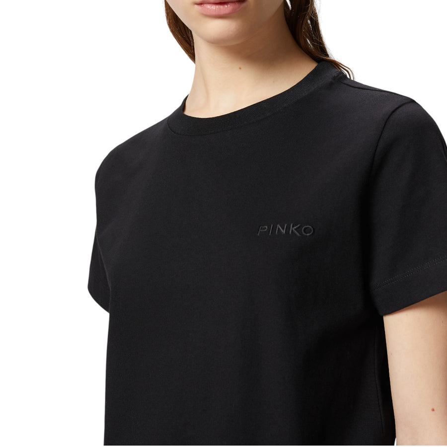 T-shirt donna mezze maniche ricamo logo PINKO