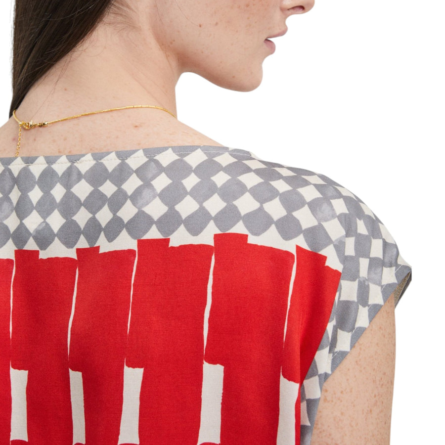 Blusa donna smanicata in viscosa