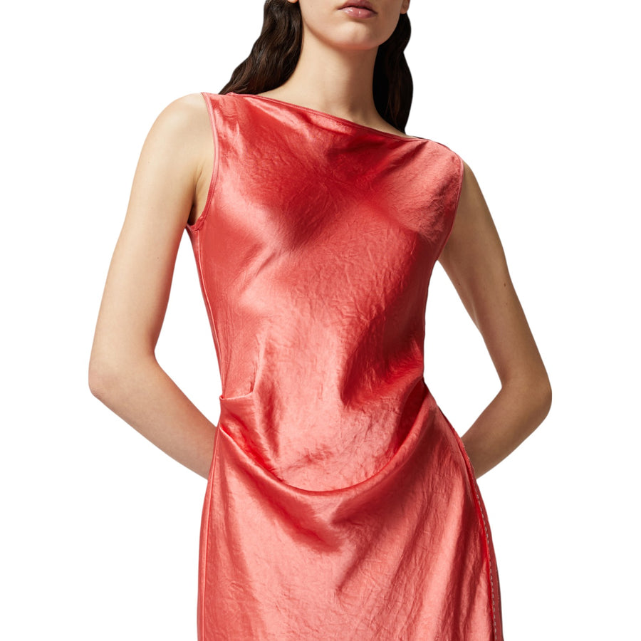 Vestito donna in satin con laccetto laterale
