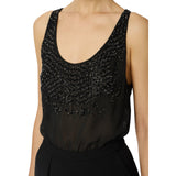 Tuta donna in georgette e crêpe con cristalli