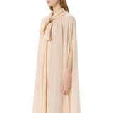 Cappa donna in georgette con cappuccio e balza plissé