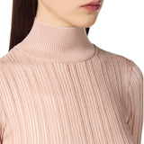 Maglia donna laminata a costine