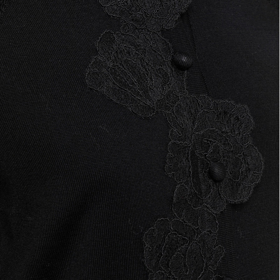 Cardigan donna e top lupetto in lana con pizzo