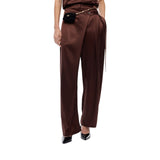 Pantaloni donna in satin a portafoglio