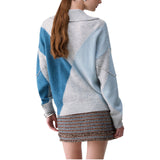 Polo donna argyle con ricami gioiello
