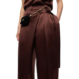Pantaloni donna in satin a portafoglio
