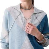 Polo donna argyle con ricami gioiello