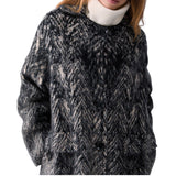 Cappotto donna jacquard in maglia spazzolata