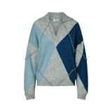 Polo donna argyle con ricami gioiello