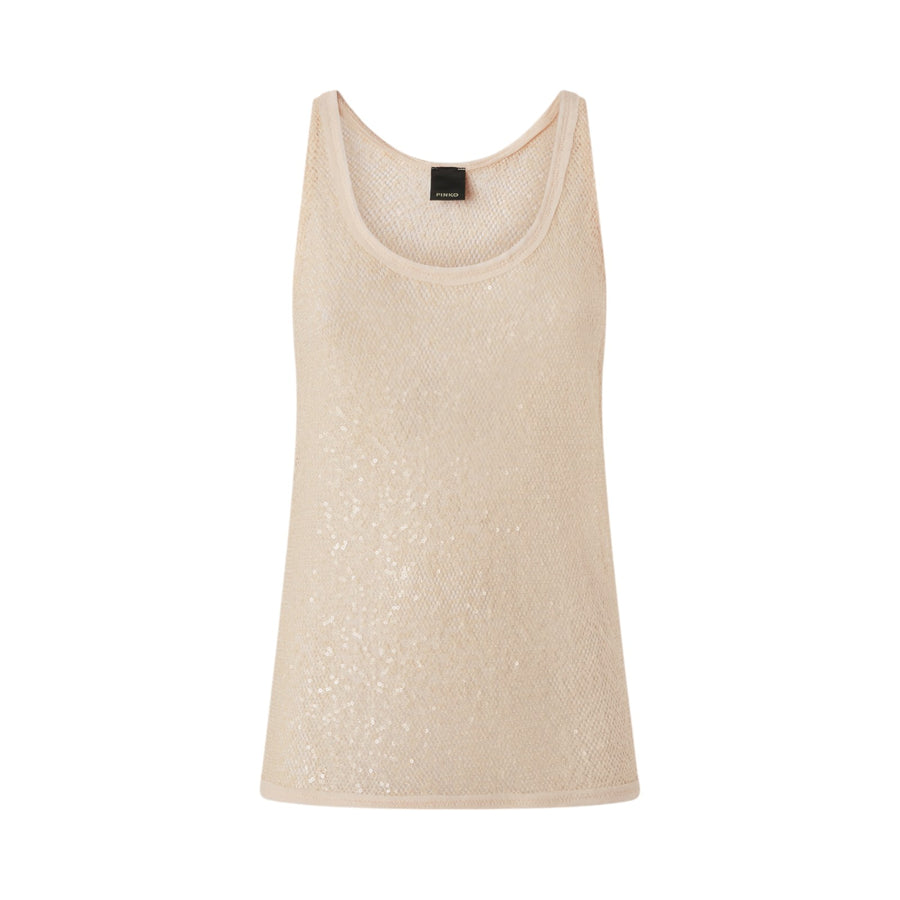 Top donna canottiera rete paillettes