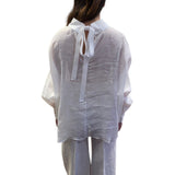 Camicia donna bianca con ricamo fiori