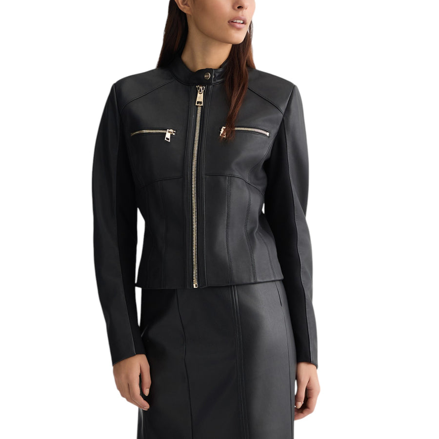 Giacca donna biker nera in pelle