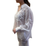 Camicia donna bianca con ricamo fiori