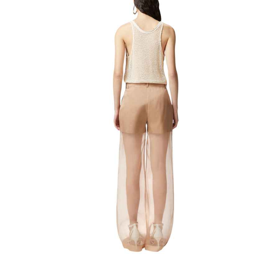 Top donna canottiera rete paillettes