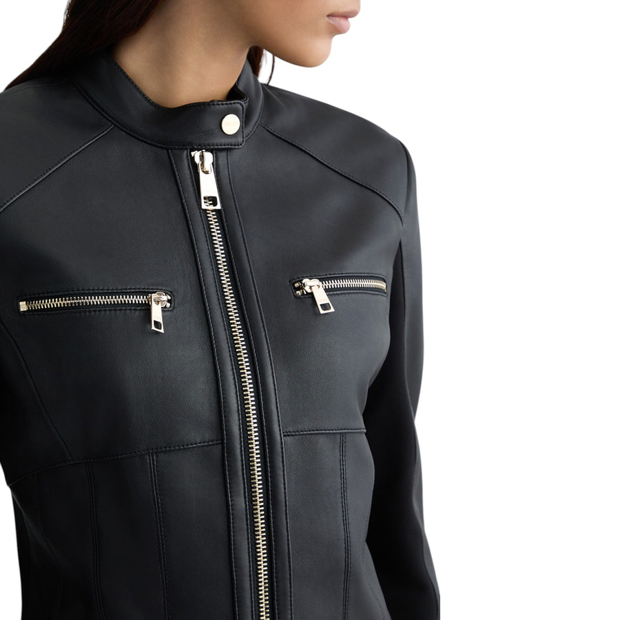 Giacca donna biker nera in pelle