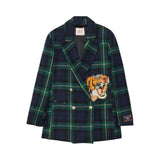 Giacca donna doppiopetto con ricamo tigre