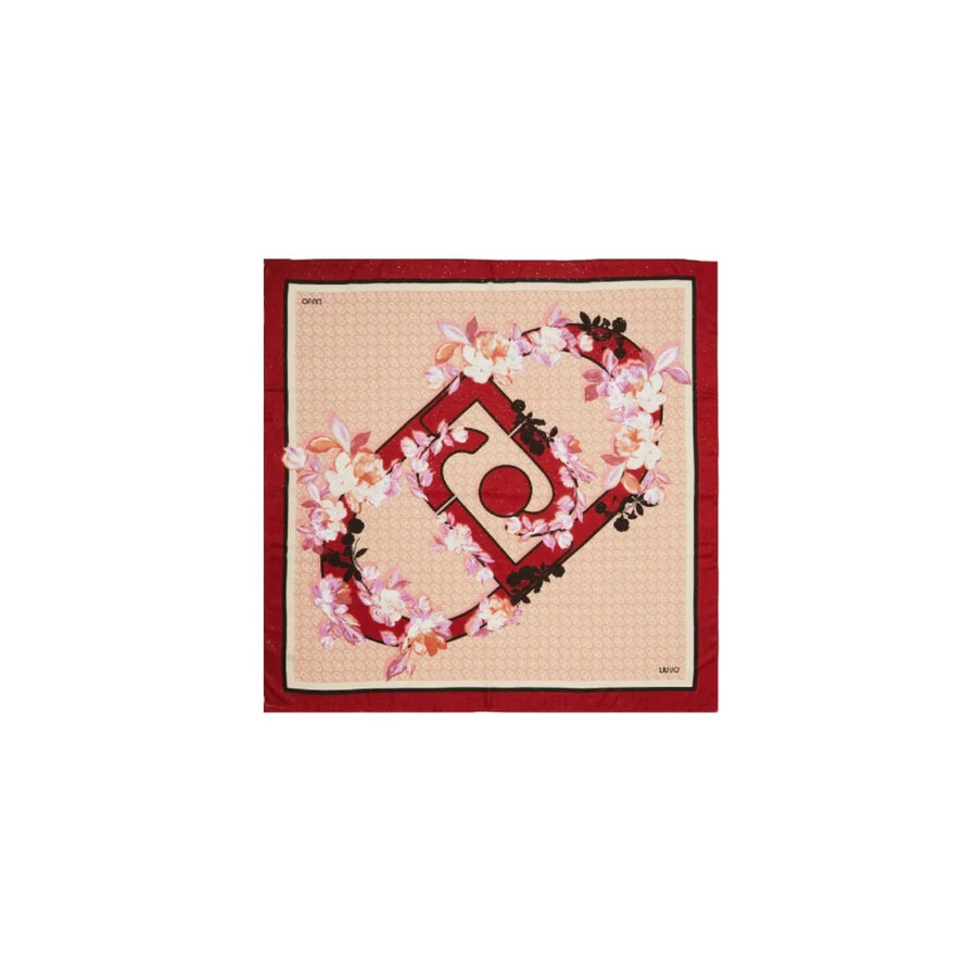 Foulard donna con stampa floreale e logo