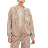 Felpa donna in ciniglia con cappuccio