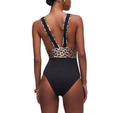 Costume donna intero con inserto animalier
