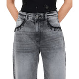 Jeans donna balloon con ricami gioiello
