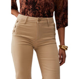 Pantaloni donna flare con bottoni logati