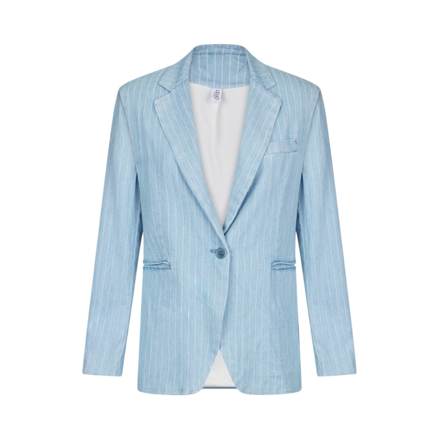 Blazer donna in denim gessato