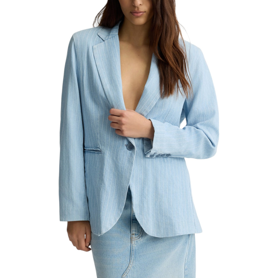 Blazer donna in denim gessato