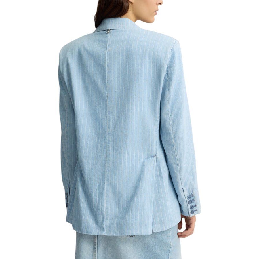 Blazer donna in denim gessato
