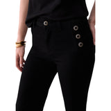 Jeans donna flare con bottoni gioiello