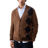Cardigan uomo jacquard in misto lana