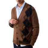 Cardigan uomo jacquard in misto lana