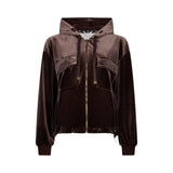 Felpa donna in ciniglia con cappuccio