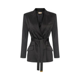 Giacca donna in raso stretch con cintura