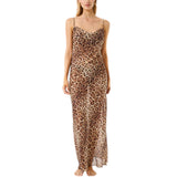 Abito donna  lungo spacco leopard resort