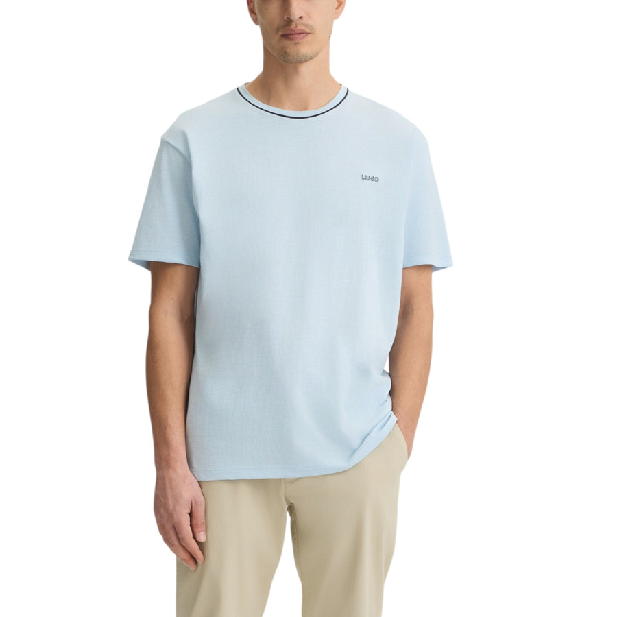 T-shirt azzurra in cotone