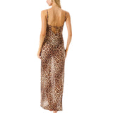 Abito donna  lungo spacco leopard resort