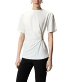 T-shirt donna  con drappeggio e dettaglio dorato