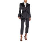 Giacca donna in raso stretch con cintura