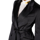 Giacca donna in raso stretch con cintura