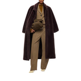 Cappotto donna lungo effetto pelliccia con cintura