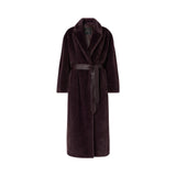 Cappotto donna lungo effetto pelliccia con cintura