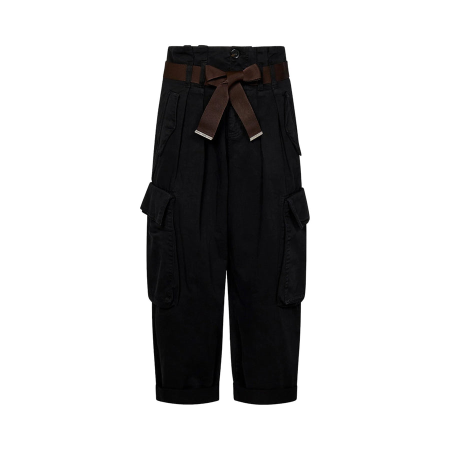 Pantaloni donna cargo oversize con cintura