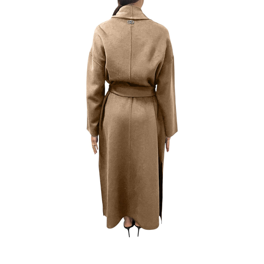Cappotto donna tessuto navetta con cintura