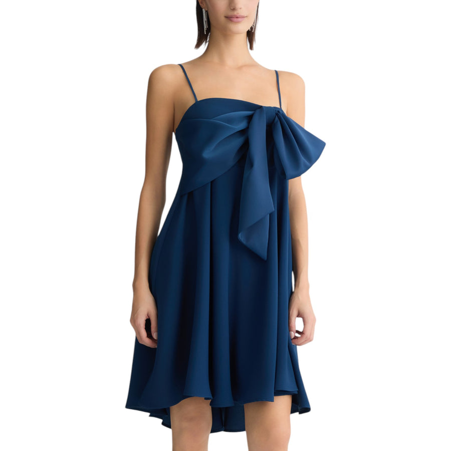 Abito donna blu con fiocco