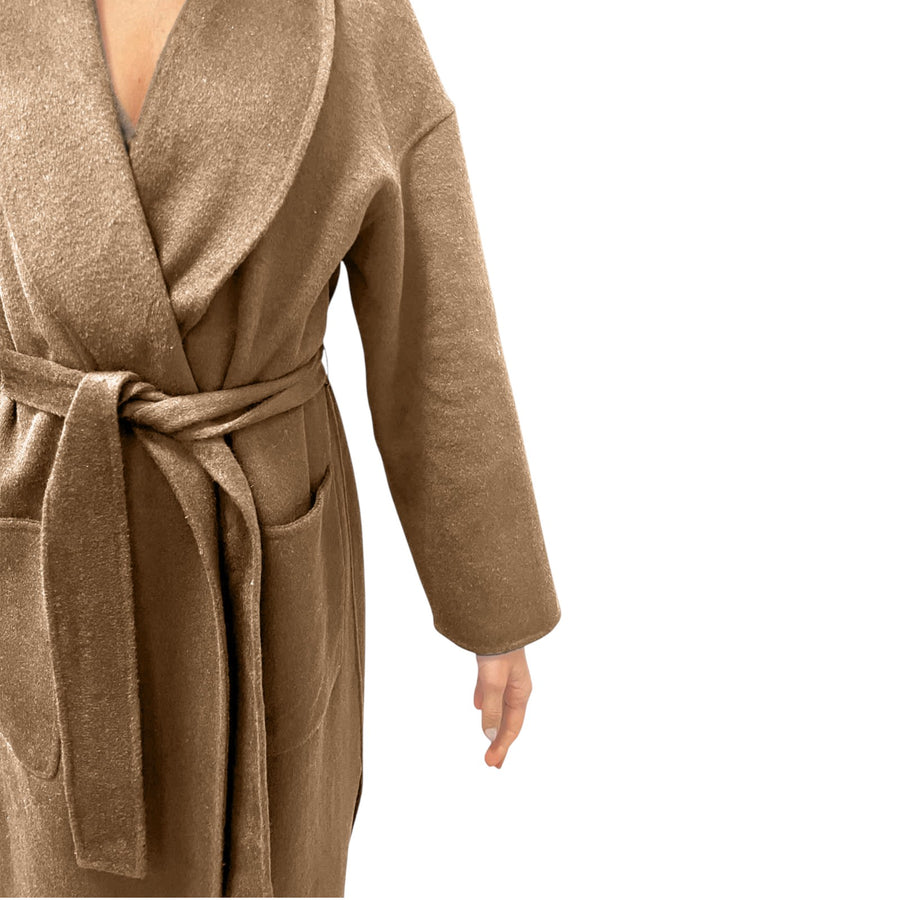 Cappotto donna tessuto navetta con cintura