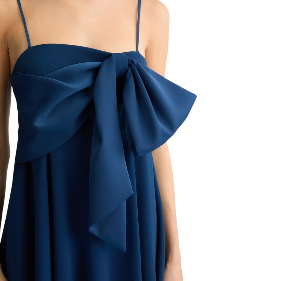 Abito donna blu con fiocco
